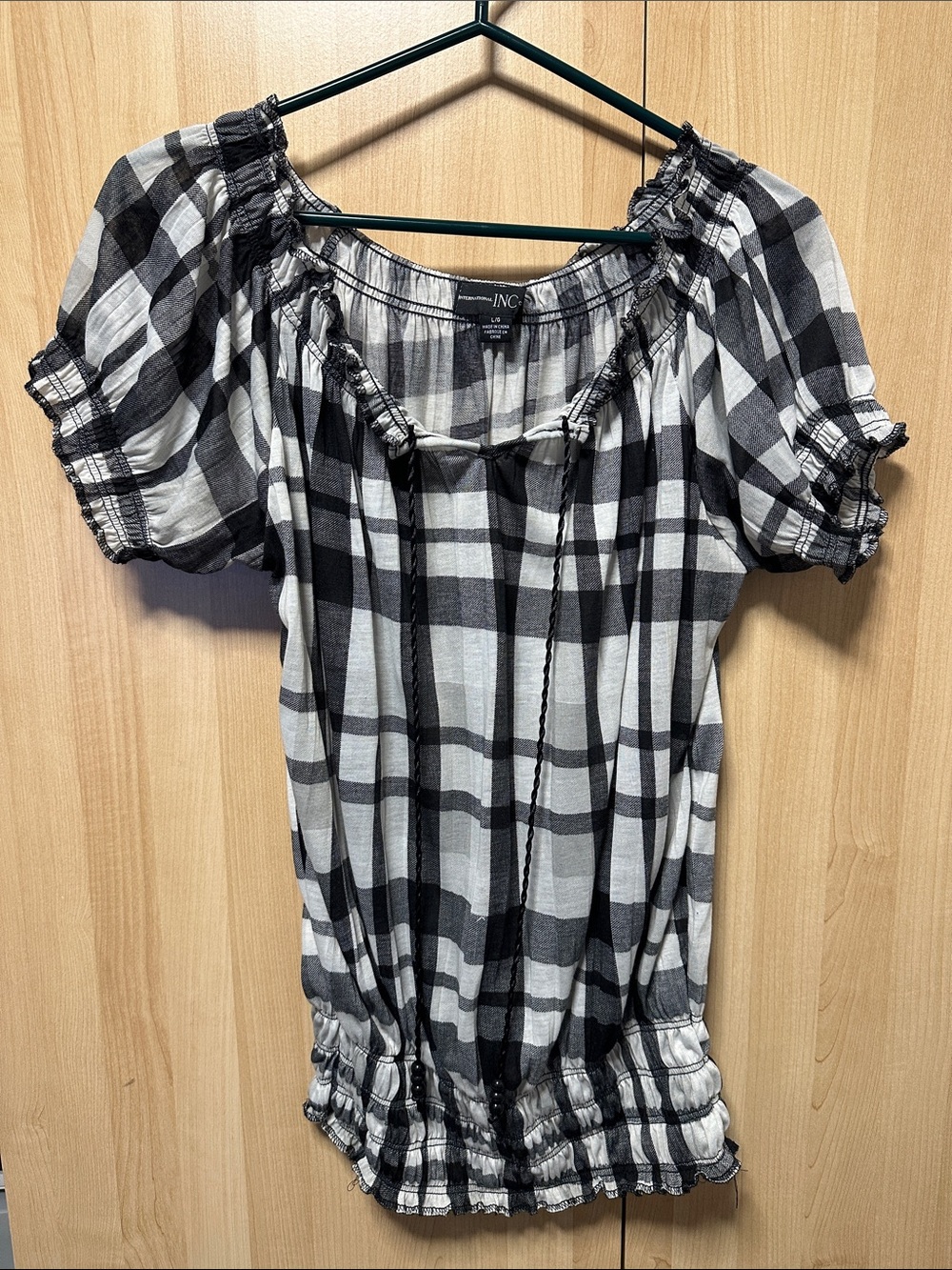 4/$20 Plaid shirt with Tie detail Neck